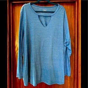 Lane Bryant blue long sleeves tee with cut out neckline